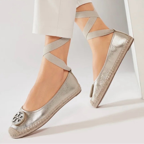 Tory Burch Minnie Ballet Lace Up Leather Espadrilles - Picture 3 of 12